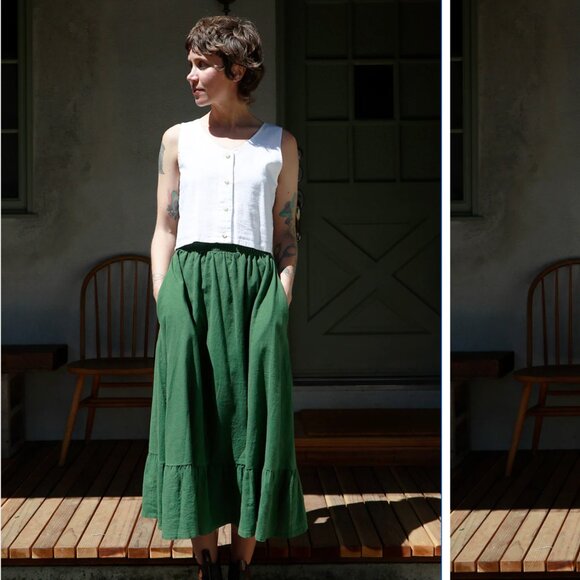 Me & Arrow - Ruffle Skirt Basil Green - Picture 1 of 7